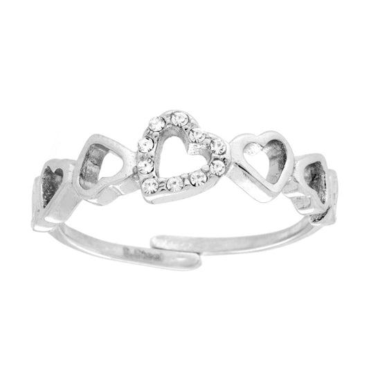 Anello Cuori con Crystal Bianchi in ACCIAIO