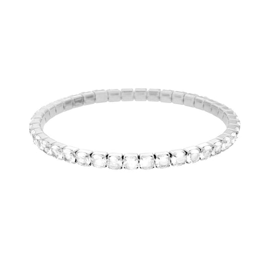 Bracciale Tennis Elastico con Crystal Bianco mm 4 in ACCIAIO