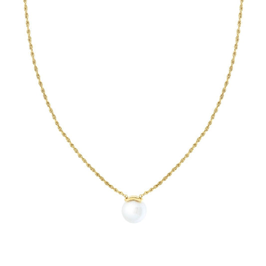 Collana Catena Corda Diamantata con Perla in ACCIAIO colore Or