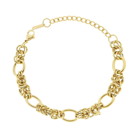 Bracciale Catena Bizantina alternata Forzatina in ACCIAIO colore Oro