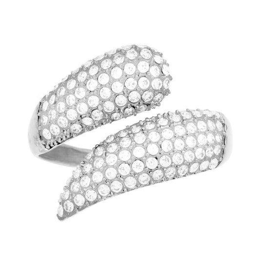 Anello Contrarie Abbraccio con Crystal Bianchi in ACCIAIO