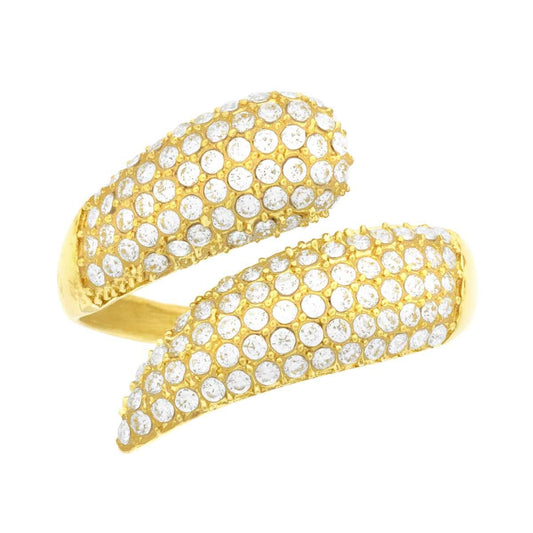 Anello Contrarie Abbraccio con Crystal Bianchi in ACCIAIO colore Oro