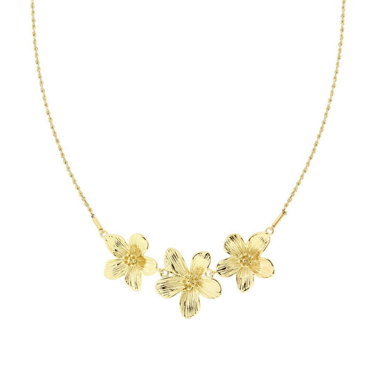 Collana Catena Corda Diamantata con Fiori in ACCIAIO colore Oro