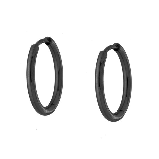 Orecchini Cerchio Scattino mm 15 in ACCIAIO colore Nero