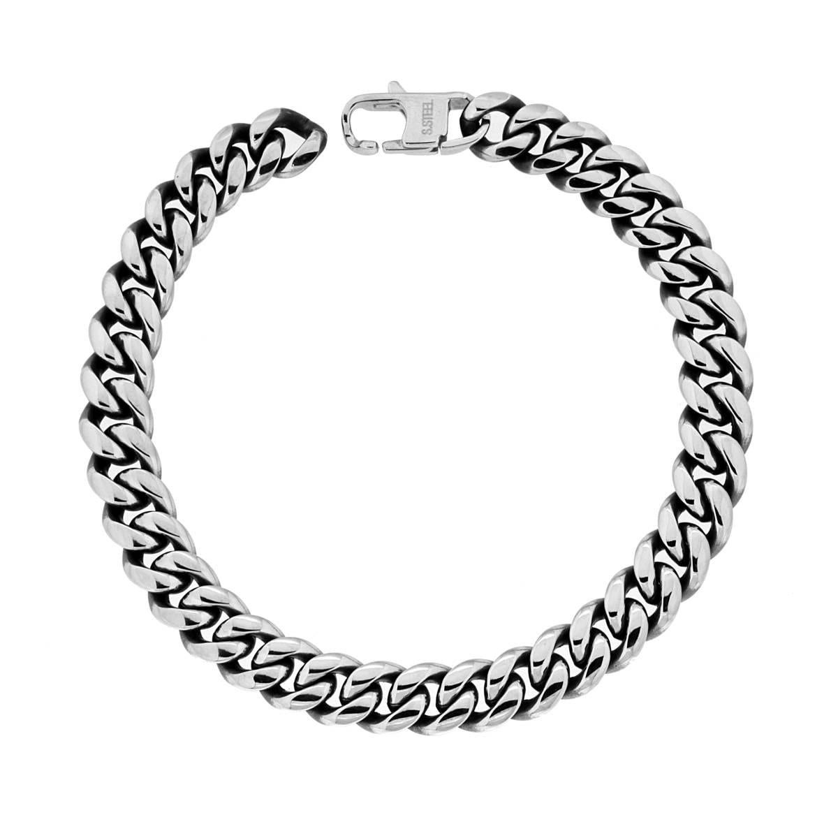 Bracciale Uomo Catena Grumetta mm 8 in ACCIAIO colore Brunito