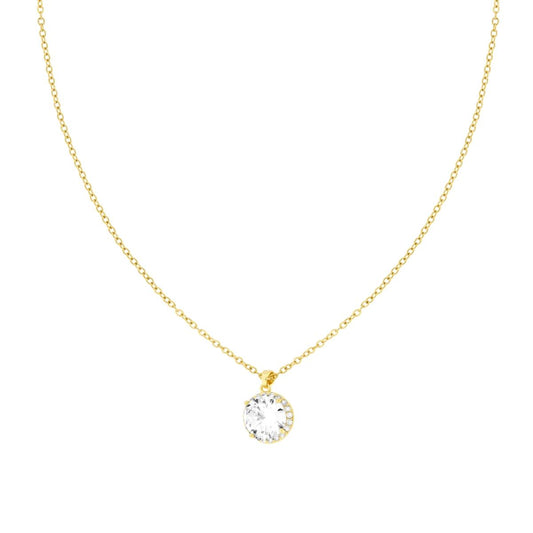 Collana Catena Forzatina Diamantata con Punto Luce e Crystal Bianchi in ACCIAIO e OTTONE colore Oro