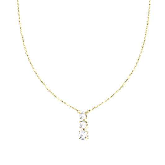 Collana Catena Forzatina Diamantata con Trilogy Punto Luce Crystal Bianchi in ACCIAIO colore Oro