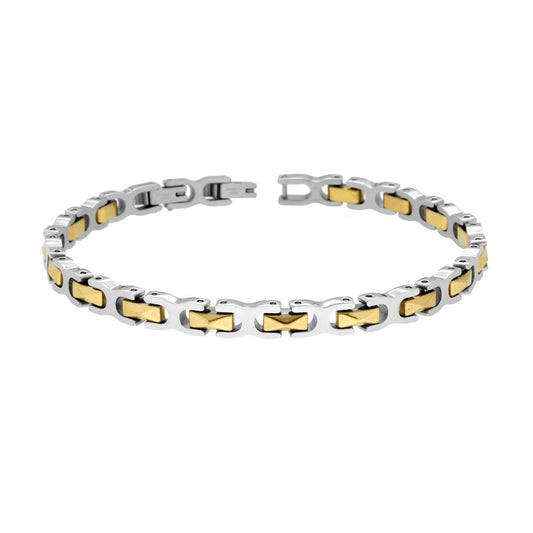 Bracciale Uomo Maglia Imperniata con dettagli Colore Oro in Ceramica in ACCIAIO