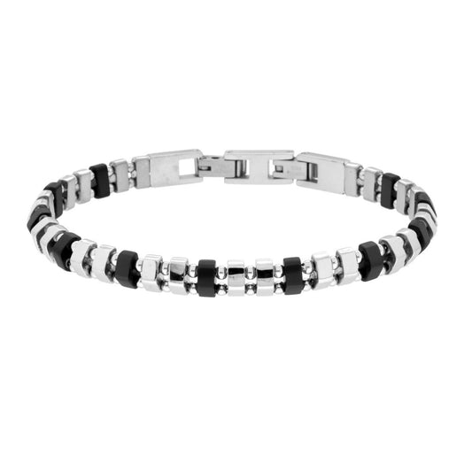 Bracciale Uomo Catena Prisma con dettagli colore Nero in ACCIAIO