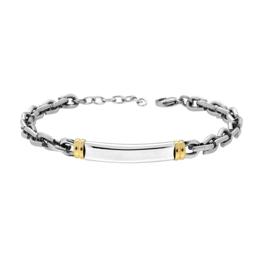 Bracciale Uomo Catena a U con Targae Accessori colore Oro in ACCIAIO