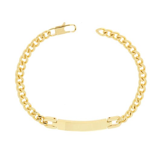 Bracciale Uomo Catena Grumetta con Targa in ACCIAIO colore Oro
