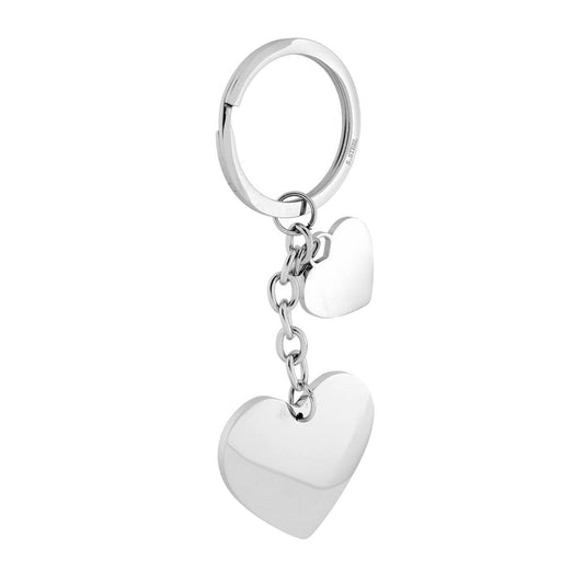 Portachiavi Uomo Donna ad anello con Cuori pendenti in ACCIAIO