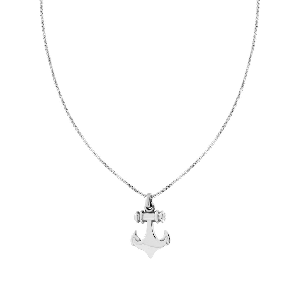 Collana Catena Veneziana Tonda con Ancora in ACCIAIO