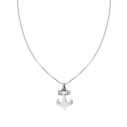 Collana Catena Veneziana Tonda con Ancora in ACCIAIO