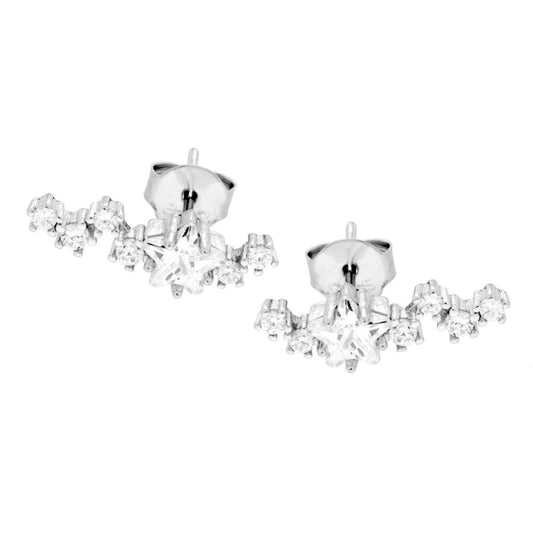 Orecchini Ear Cuff Stelle con Cubic Zirconia Bianchi in ARGENTO 925 Galvanica Rodio