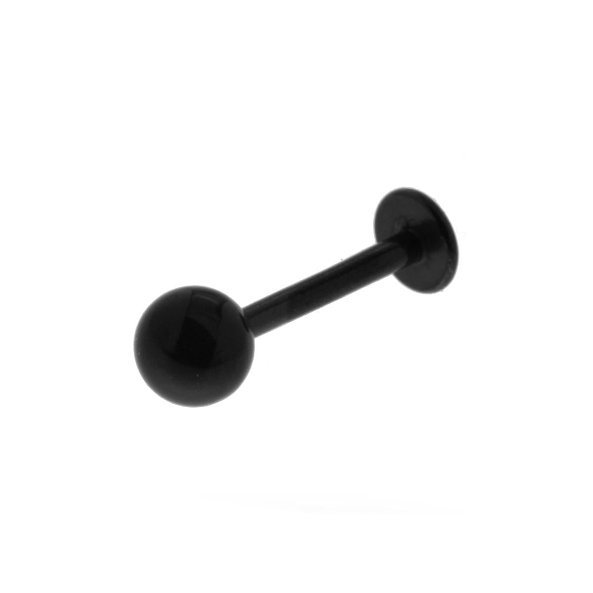 Body Piercing Labret Nero mm 12.5 con Pallina mm 4 in ACCIAIO Chirurgico