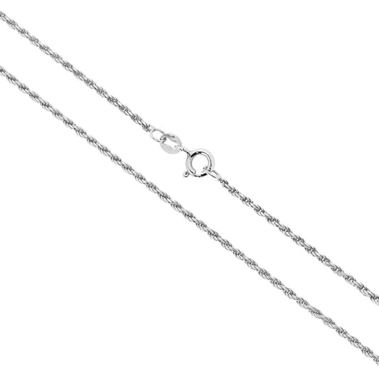 Catena Corda Diamantata 035 sezione mm 1.7 lunghezza cm 40 in ARGENTO 925 Galvanica Rodio