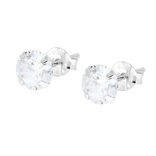 Orecchini Punto Luce Tondo mm 6 con Zircone Bianco in ARGENTO 925