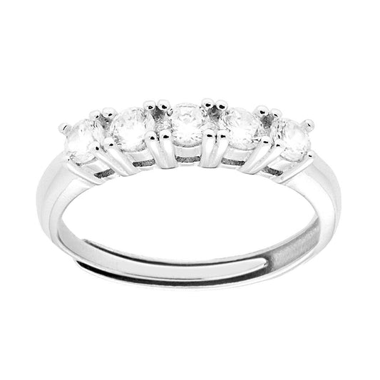 Anello Veretta con Cubic Zirconia Bianchi mm 2.5 in ARGENTO 925 Galvanica Rodio