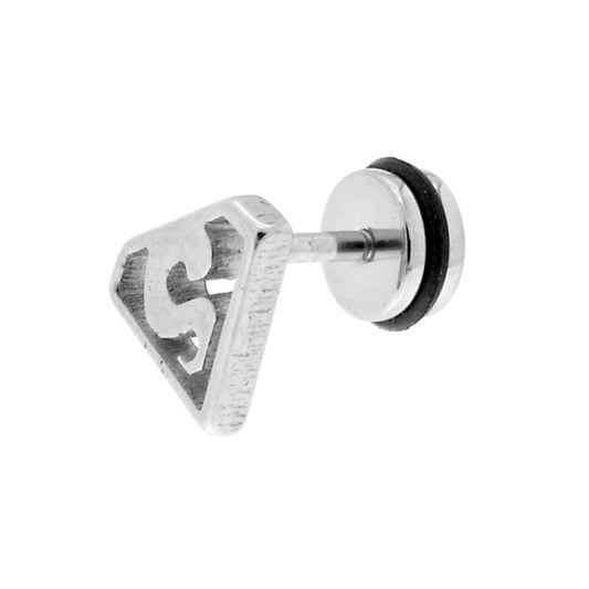 Body Piercing Barbell mm 12 con Trinagolo Superman e Fake Plug mm 6.5 in ACCIAIO Chirurgico
