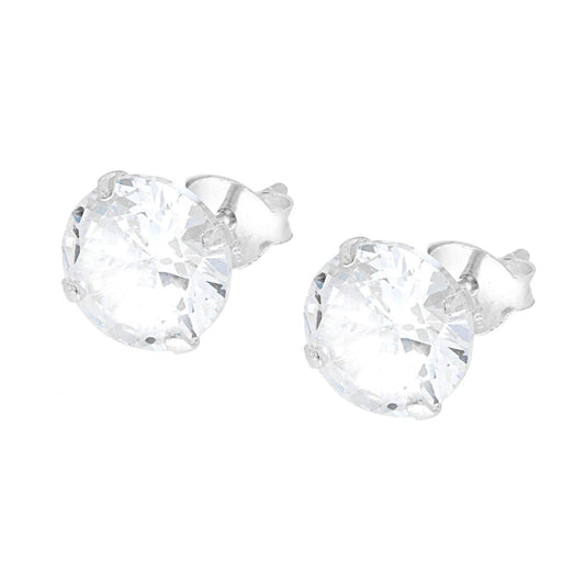 Orecchini Punto Luce Tondo mm 7 a Griffe con Zircone in ARGENTO 925