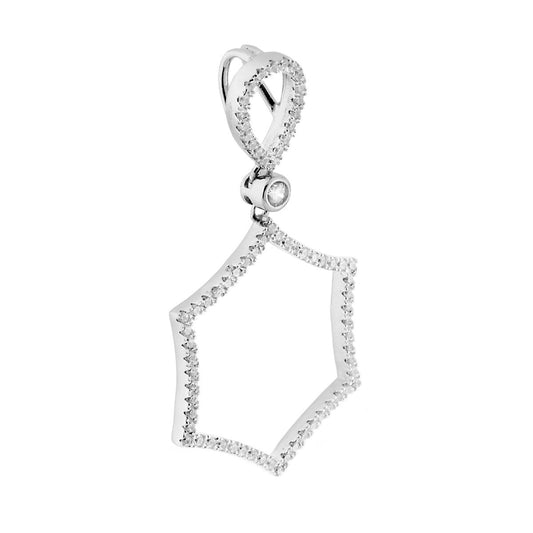 Ciondolo Esagono con Zirconi in ARGENTO 925 Galvanica Rodio