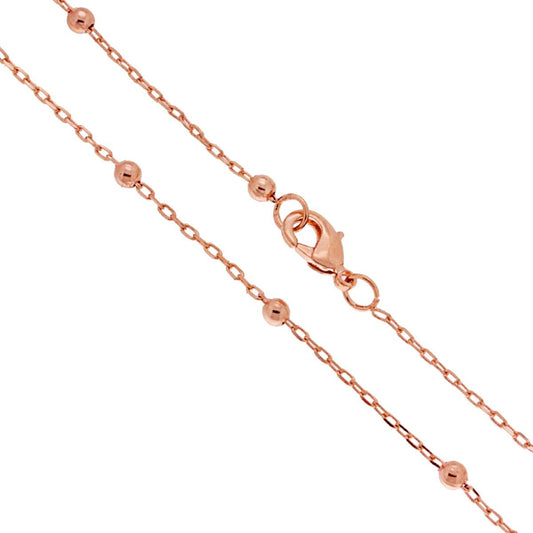 Catena Forzatina Allungata sezione mm 1 lunghezza cm 80+10 e Palline mm 3.5 in BRONZO Galvanica Rosa