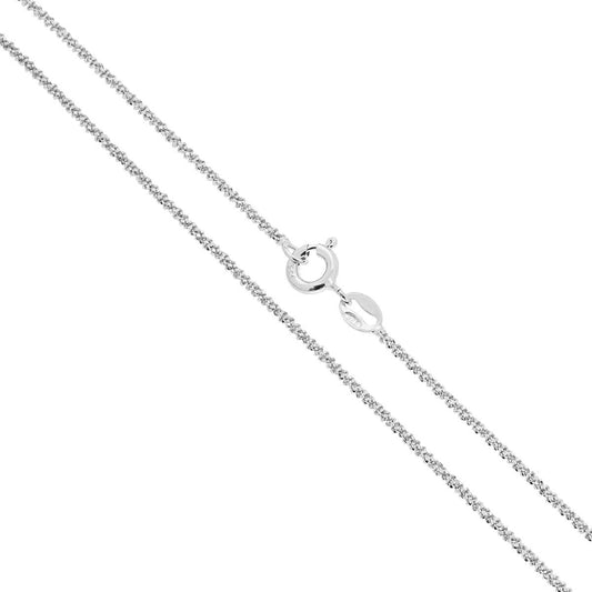 Catena Disco Diamantata 025 sezione mm 1.5 lunghezza cm 40 in ARGENTO 925 Galvanica Rodio