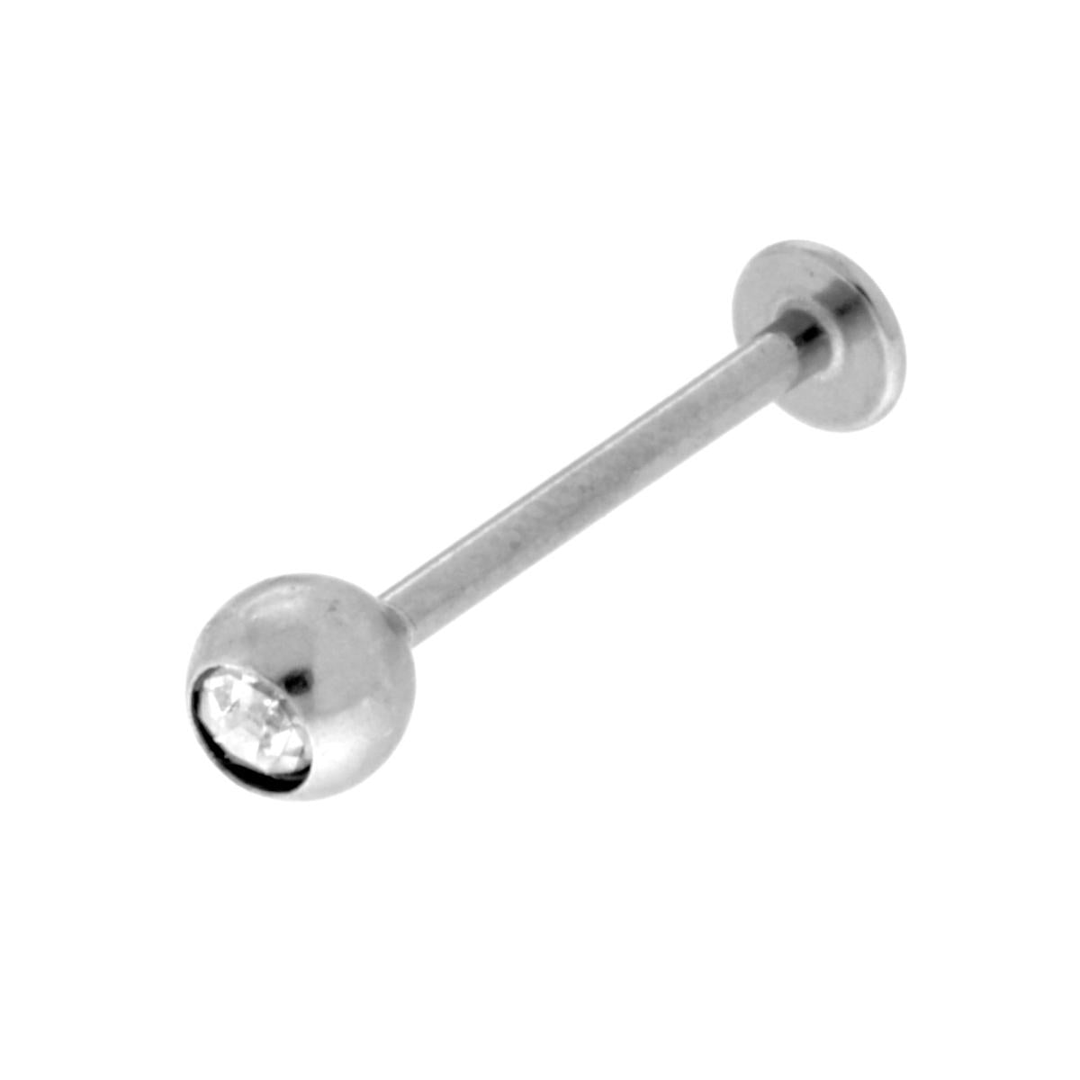 Body Piercing Labret mm 17 con Pallina mm 4 con Cubic Zirconia Bianco in ACCIAIO Chirurgico