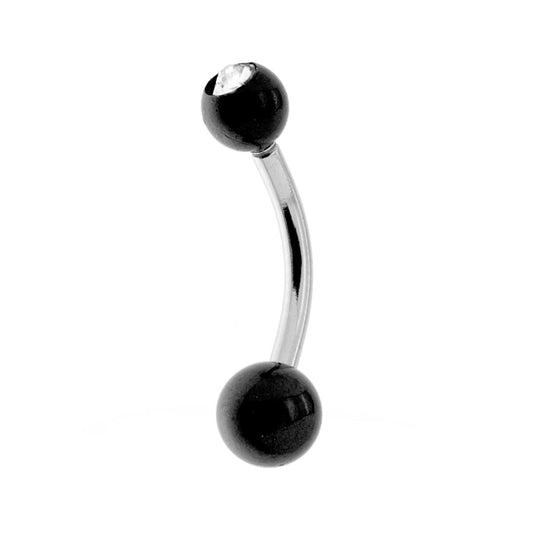 Body Pearcing Banana mm 22 con Palline mm 5 e 6 con Crystal Bianco in ACCIAIO Chirurgico