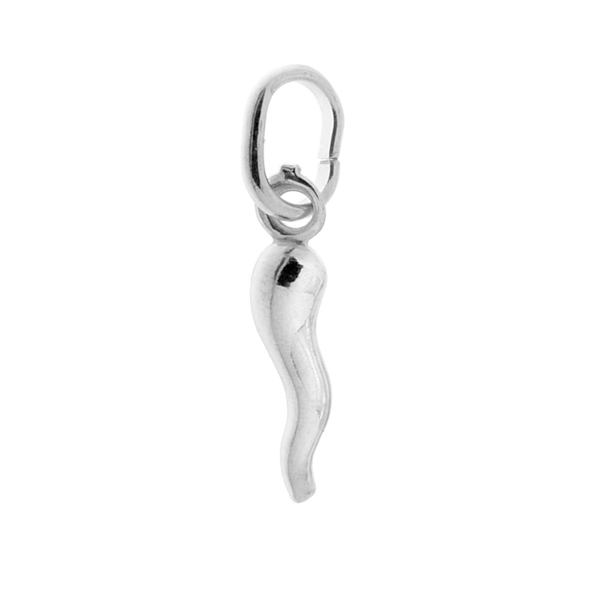 Ciondolo Portafortuna Corno mm 18 in ARGENTO 925 Galvanica Rodio