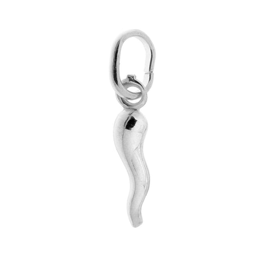 Ciondolo Portafortuna Corno mm 18 in ARGENTO 925 Galvanica Rodio