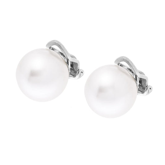 Orecchini Clip Perla mm 12 in ARGENTO 925 Galvanica Rodio