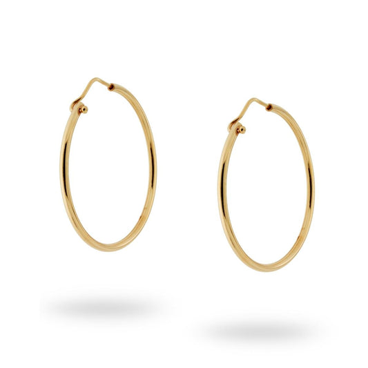 Orecchini a Cerchio Liscio mm 40 con canna mm 2.1 in ARGENTO 925 Galvanica Oro