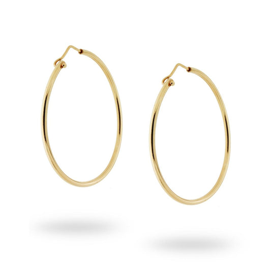 Orecchini a Cerchio Liscio 50 mm con canna mm 2 in ARGENTO 925 Galvanica Oro
