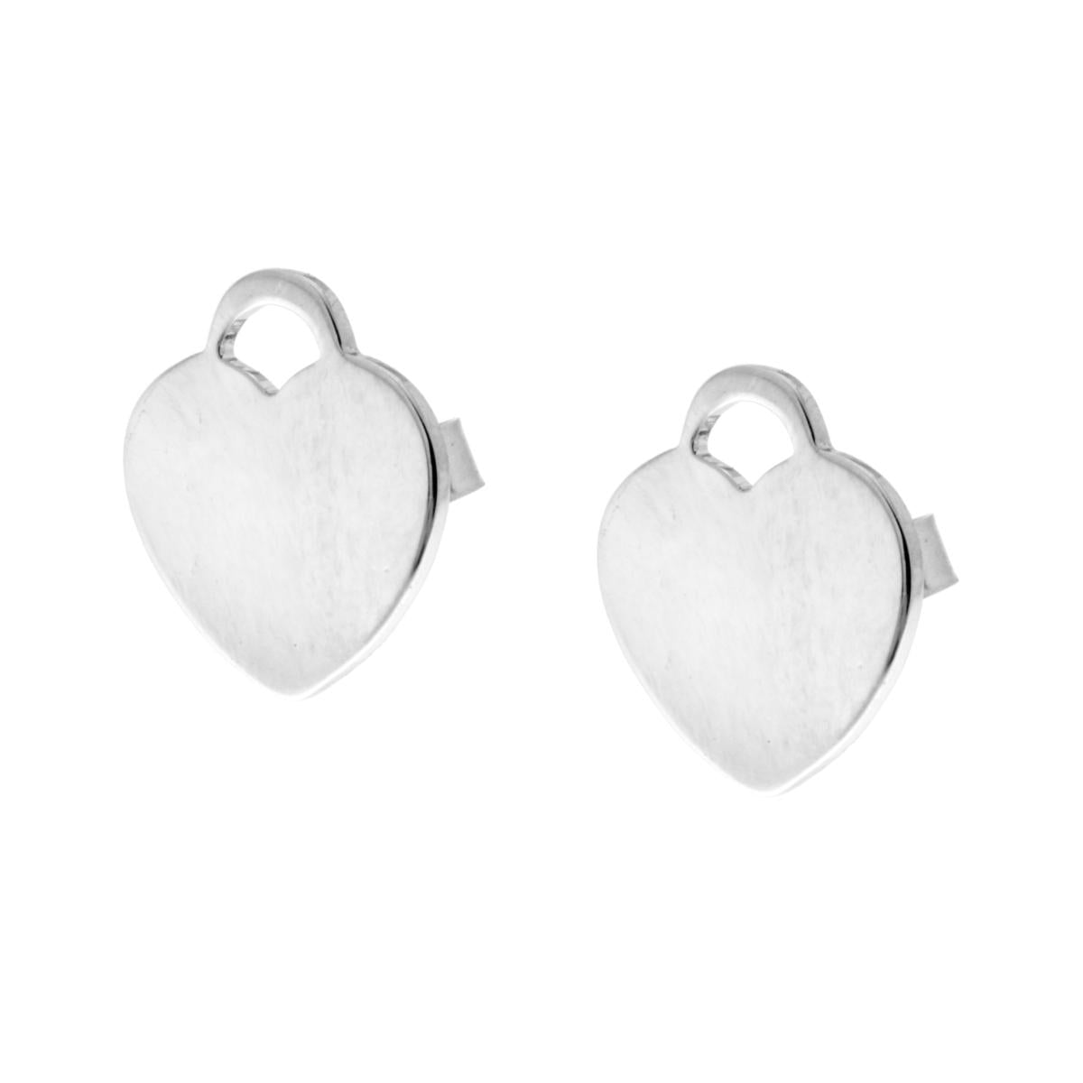 Orecchini a Cuore con Lucchetto Liscio e Lucido in ARGENTO 925 Galvanica Rodio