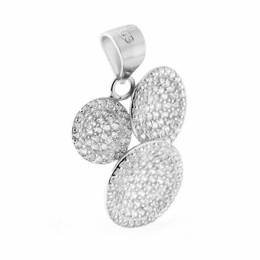 Ciondolo Cerchi con Zirconi in ARGENTO 925 Galvanica Rodio