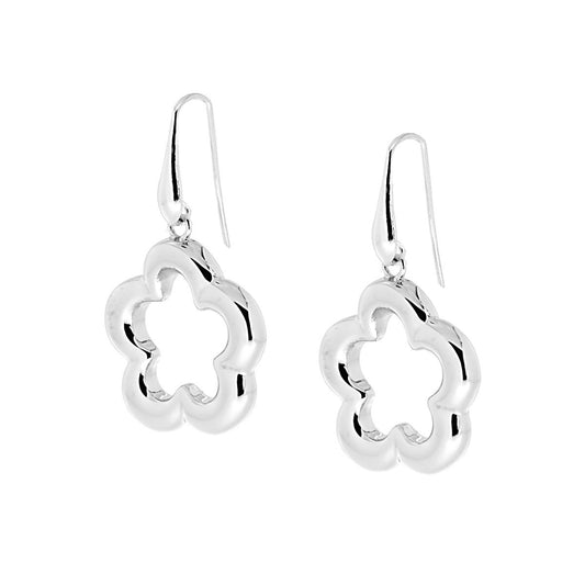 Orecchini con Pendente a forma di Fiore in ARGENTO 925 Galvanica Rodio